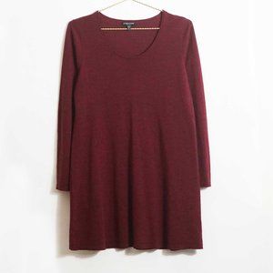 Eileen Fisher Round Neck Long Sleeve Wool Sweater Tunic PM
